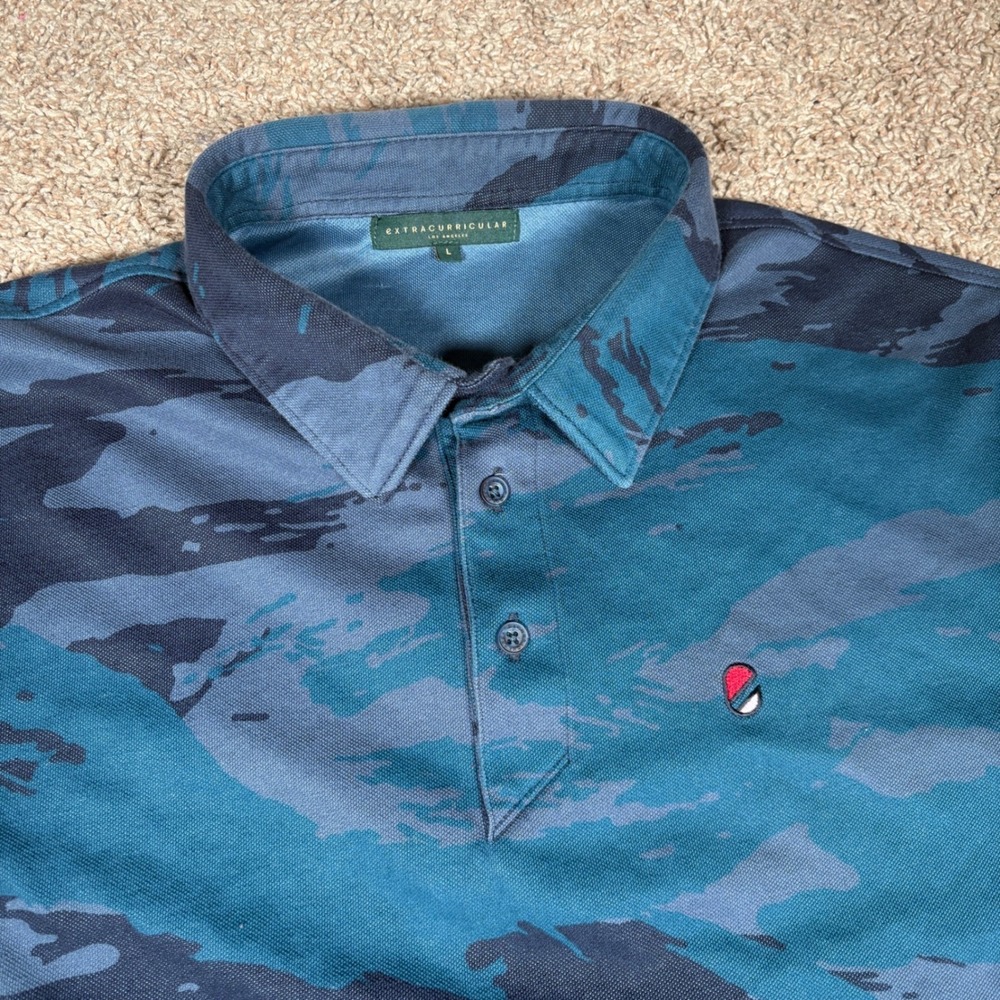 EXTRACURRICULAR Men's Size L Camo Print‎ Short Sleeve Polo Shirt LA Golf